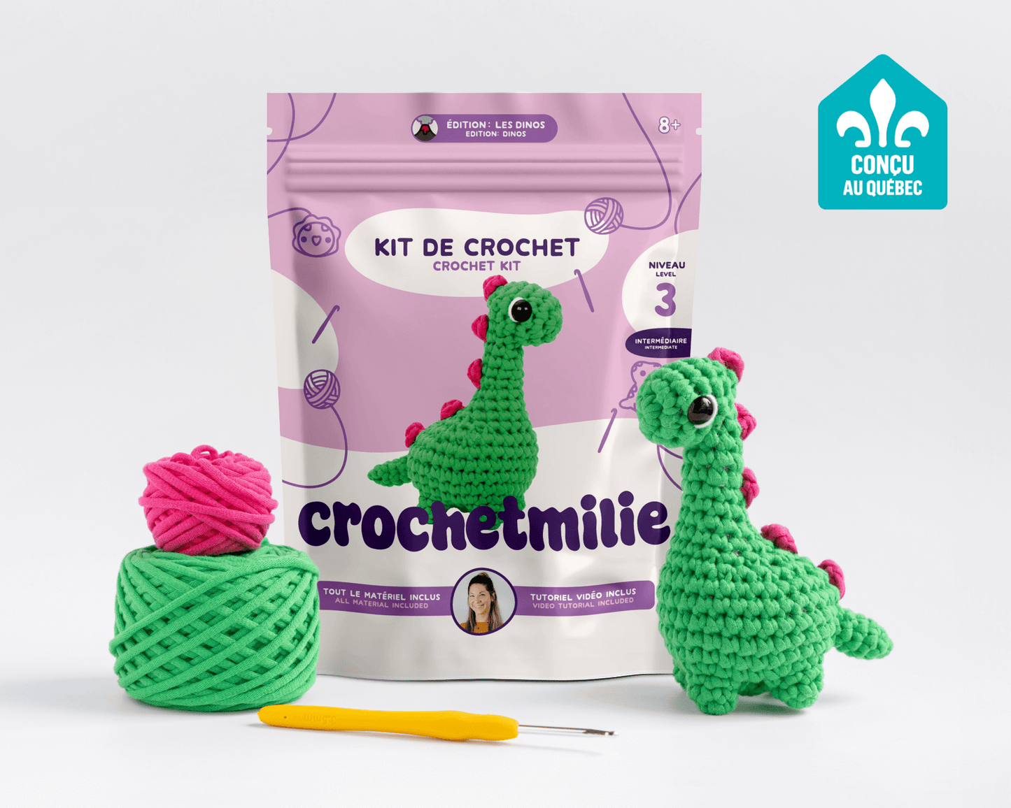 Kit de crochet - Bro le Dino - Crochetmilie