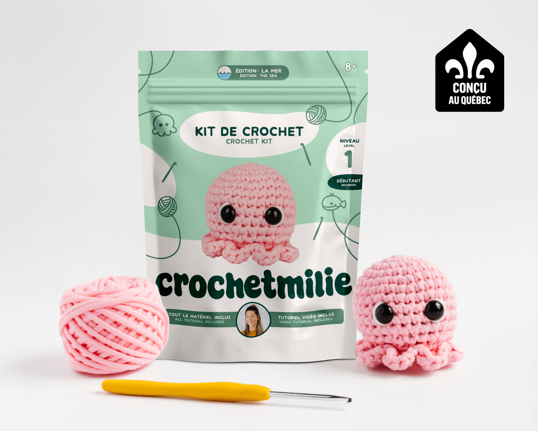 UHAPEER Kit Crochet Noël Pour Débutants - 11+ Pièces Avec Laine, Aiguilles, Vidéo Tutoriel - Décorations Sapin, Bonnets, Couronnes Pour Enfants Et Adultes