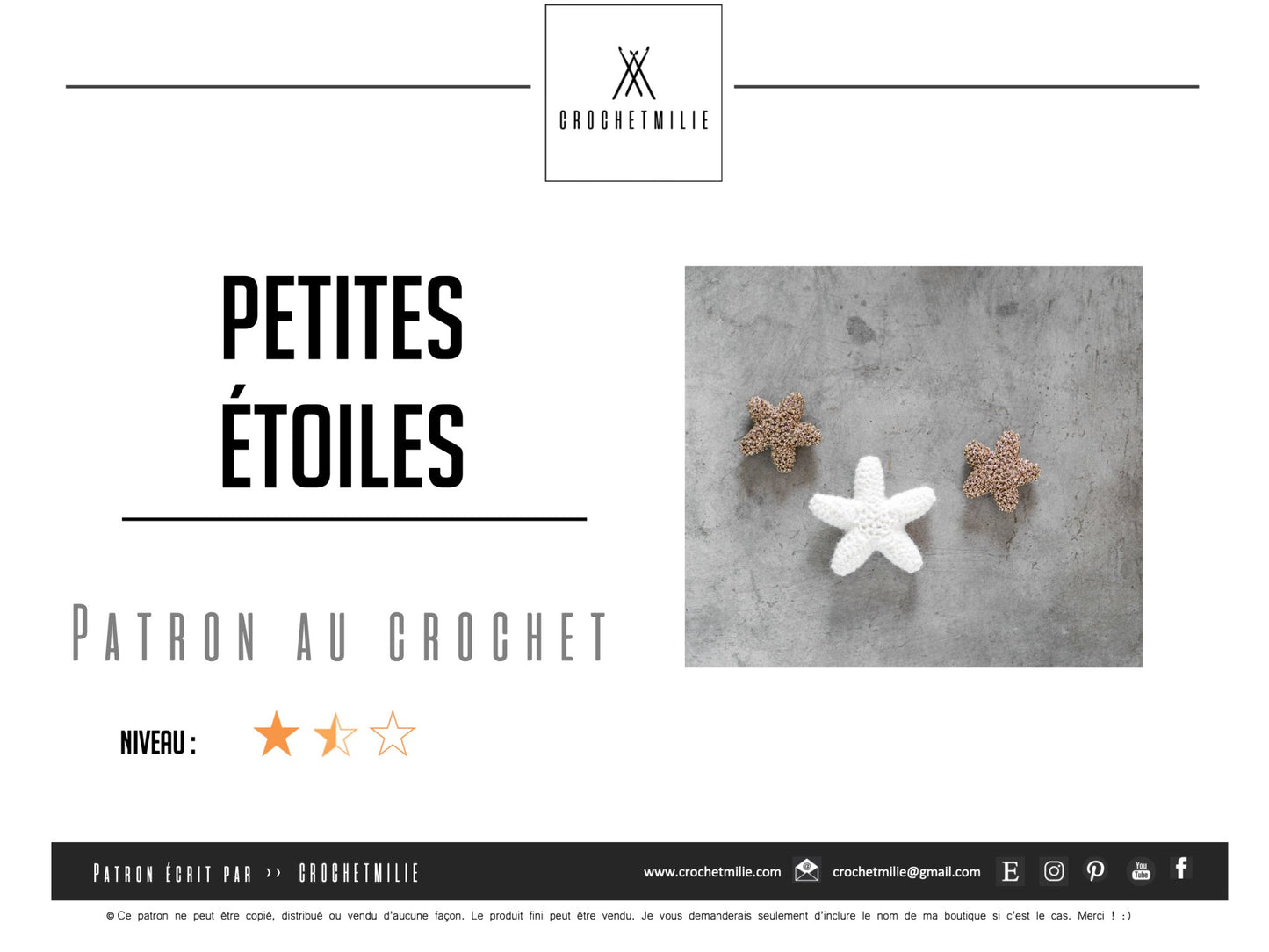 Patron au crochet - Petites étoiles - Crochetmilie