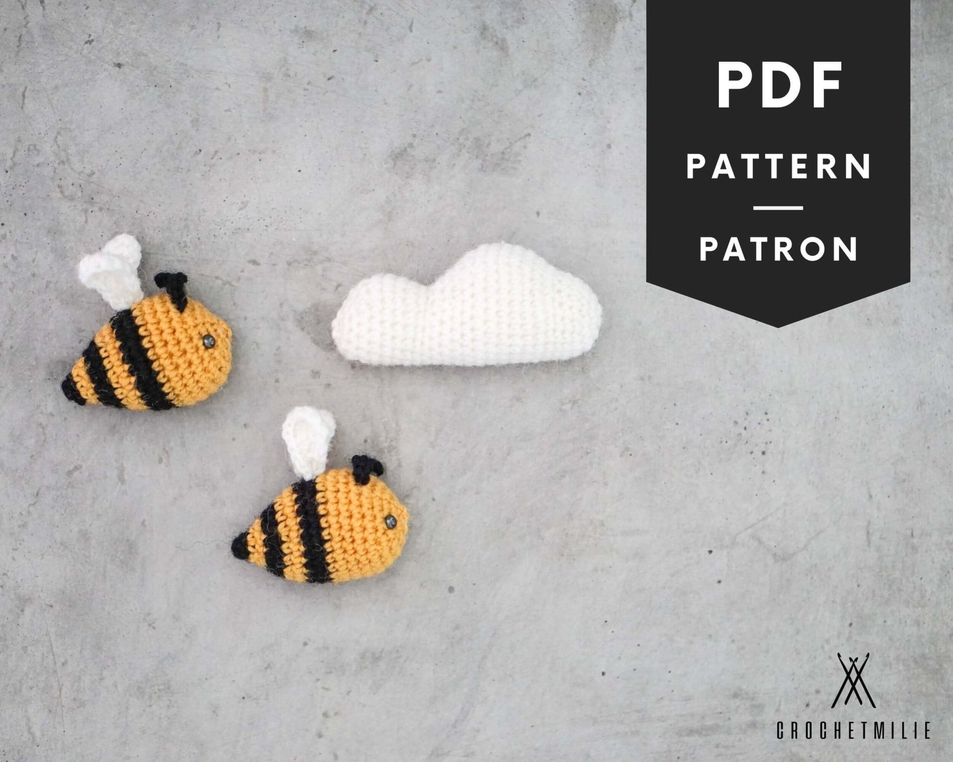 Patron au crochet - Abeille et nuage - Crochetmilie