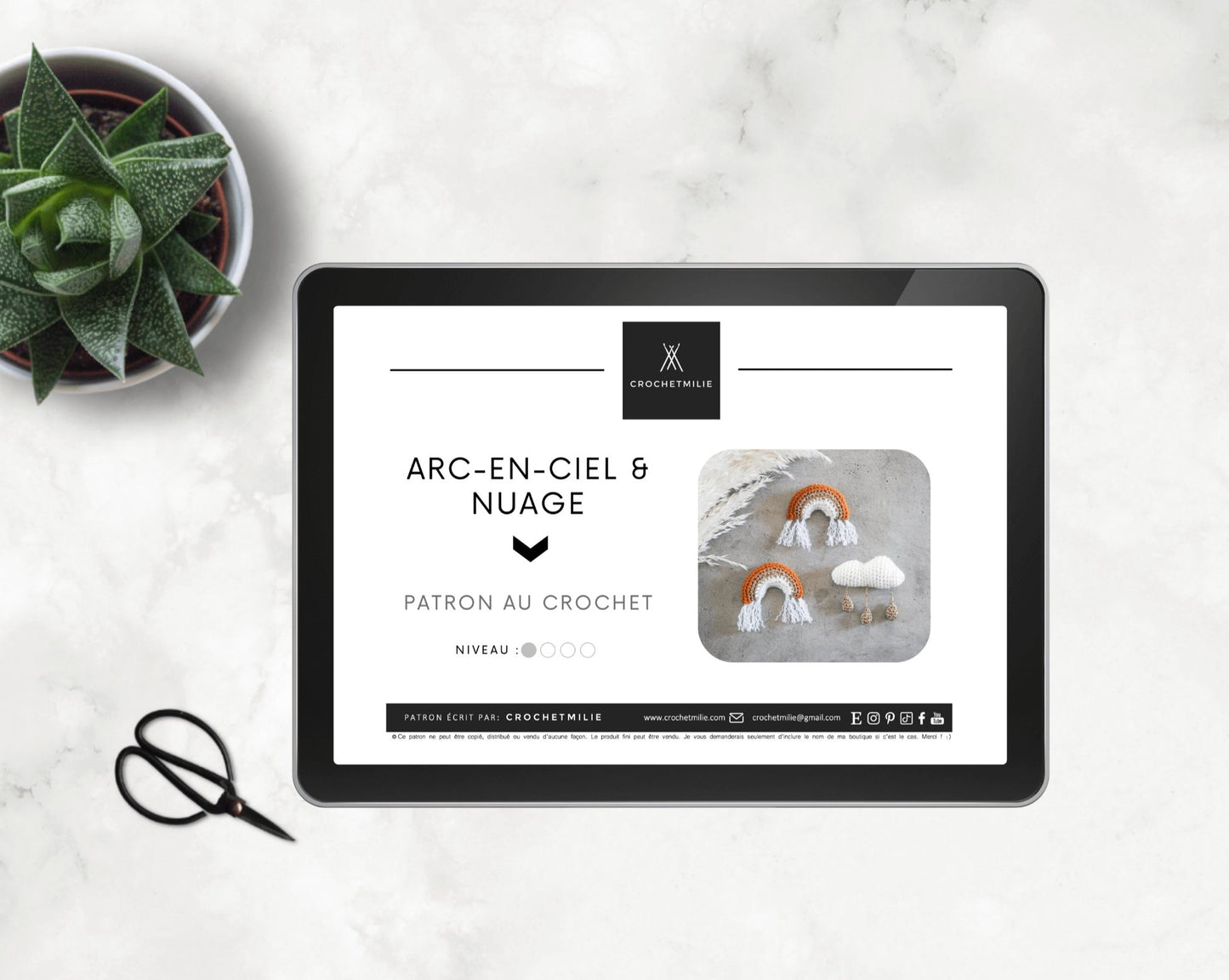 Patron au crochet - Arc-en-ciel et Nuage - Crochetmilie