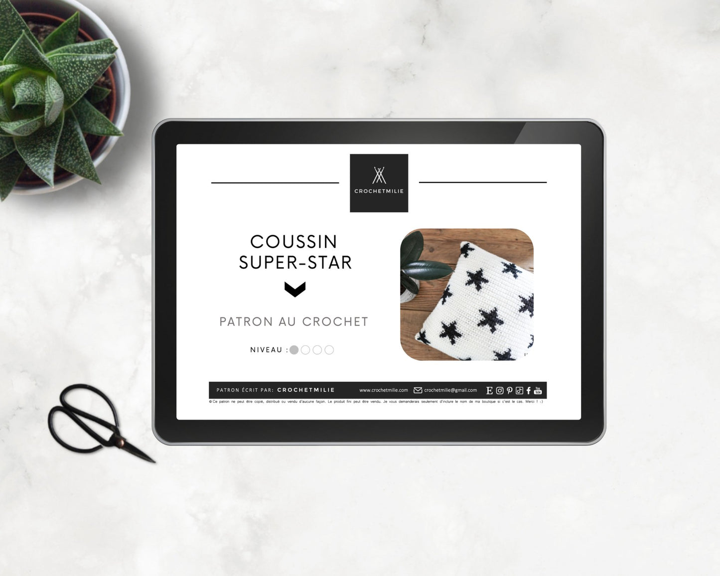 Patron au crochet - Coussin super-star - Crochetmilie