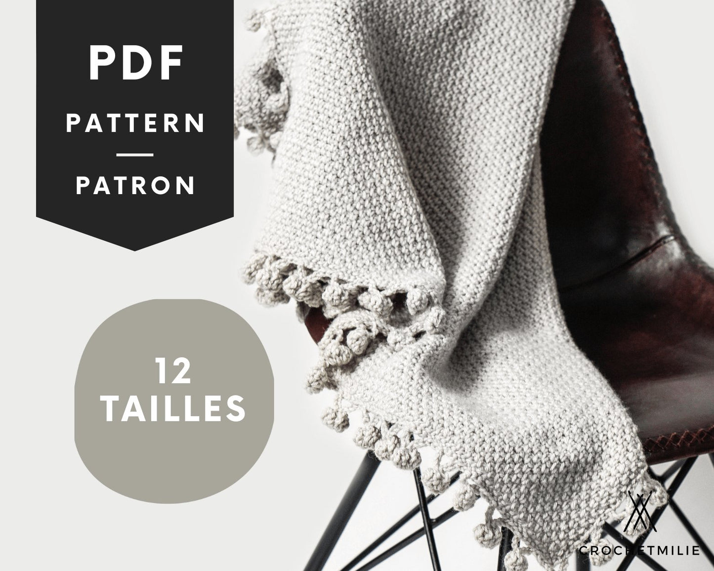 Patron au crochet - Couverture à pompon - Crochetmilie