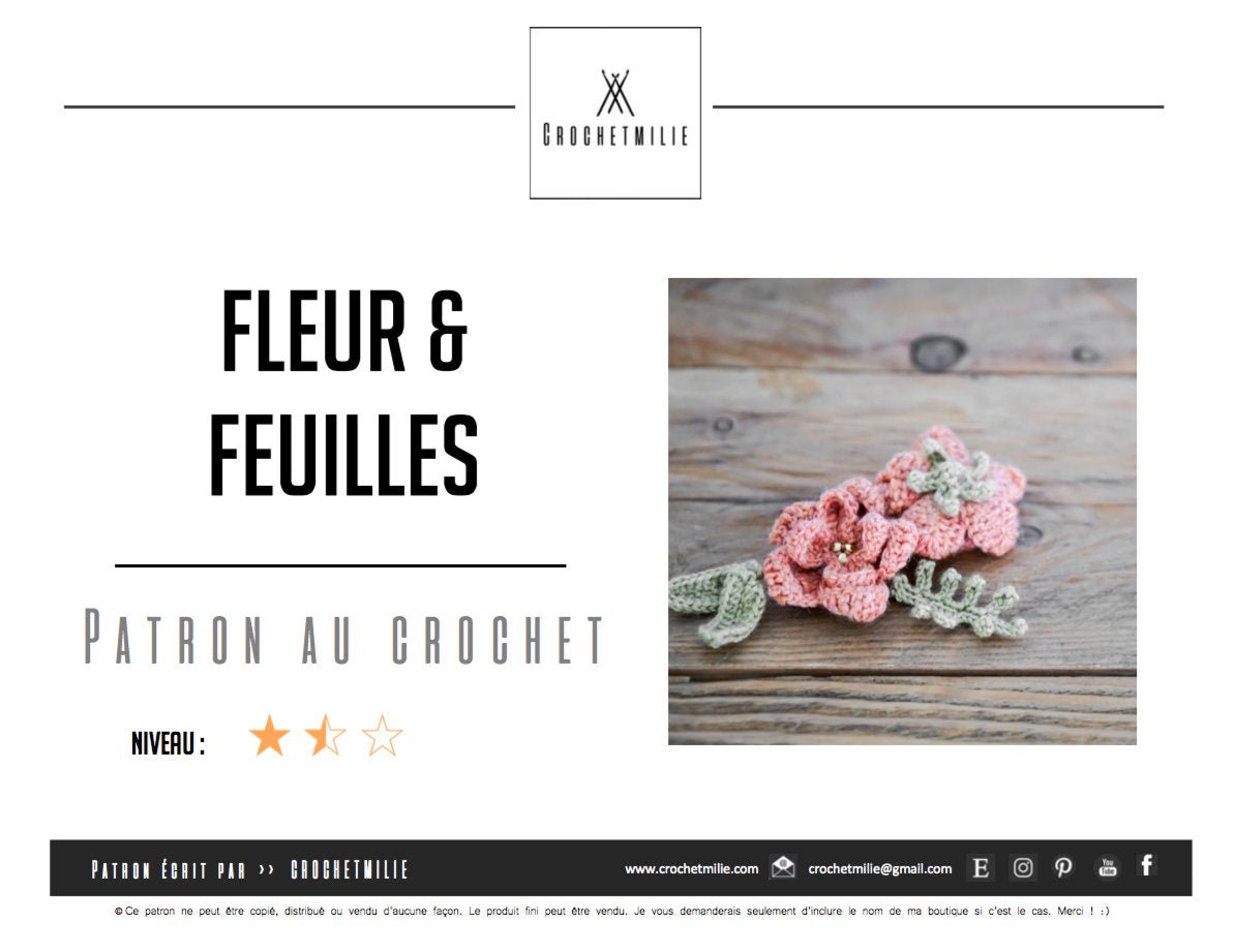 Patron au crochet - Fleur et Feuilles - Crochetmilie