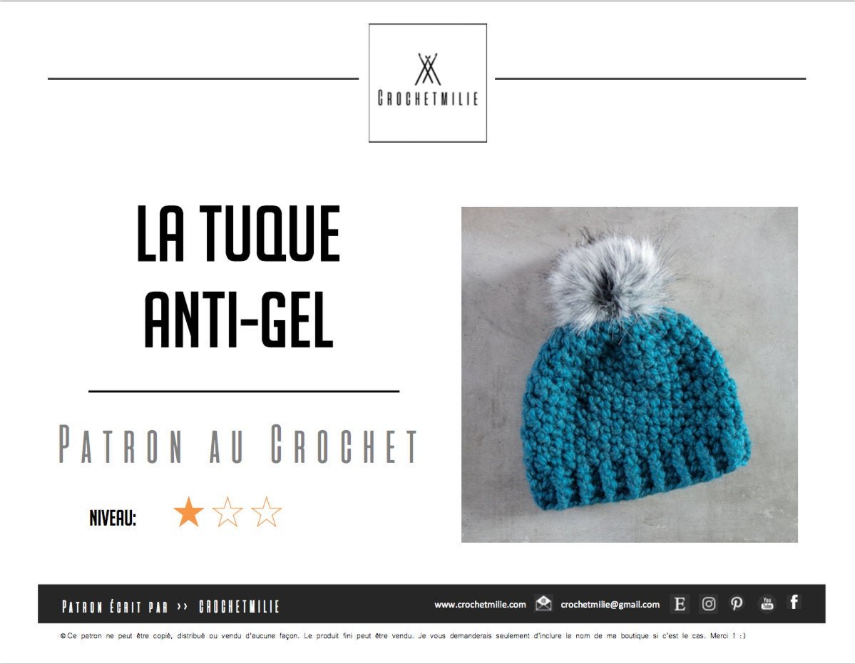 Patron au crochet - La Tuque anti-gel - Crochetmilie