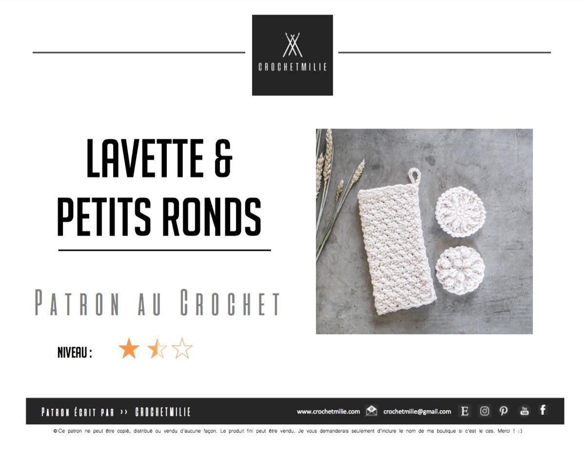 Patron au crochet - Lavette et démaquillants - Crochetmilie