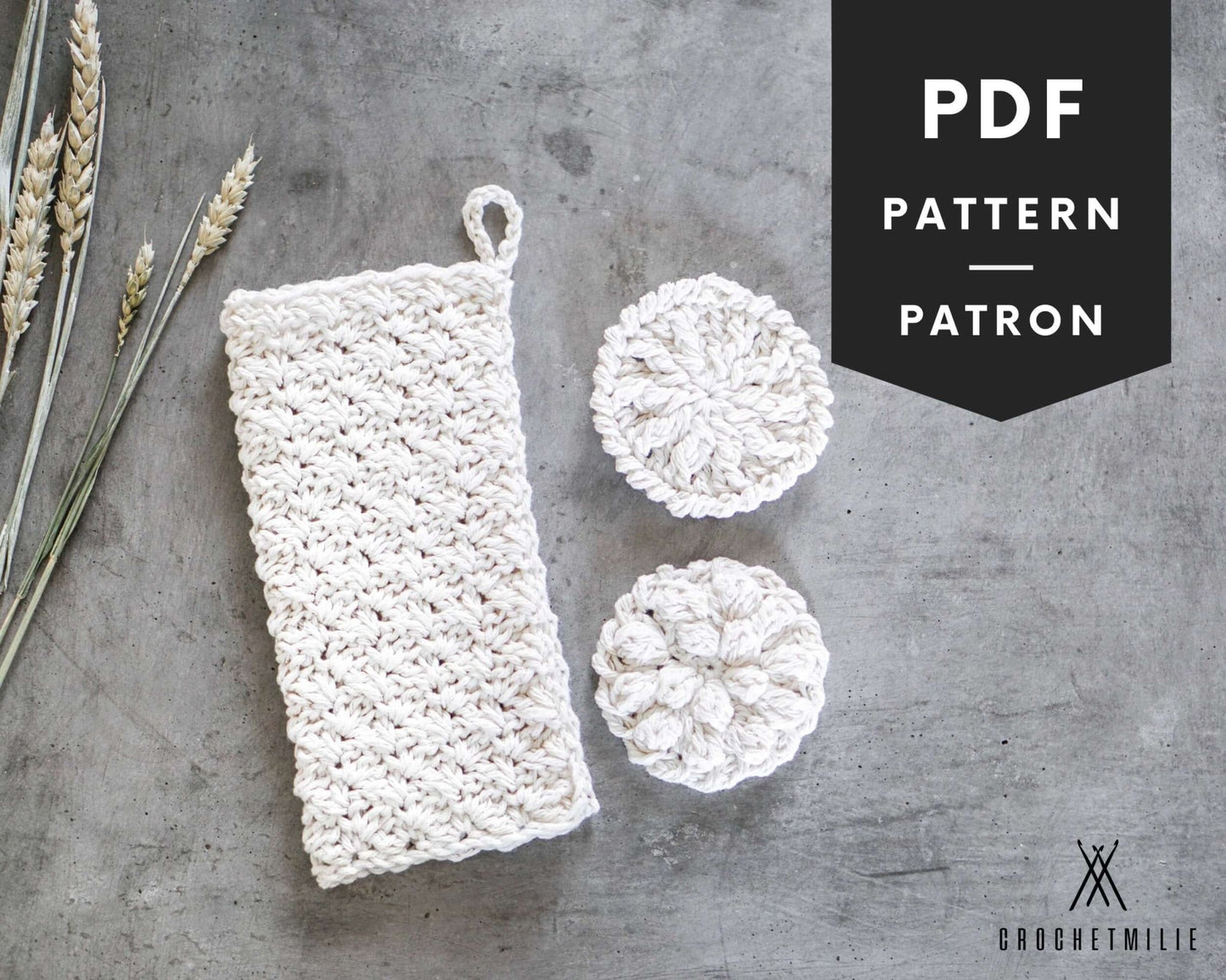Patron au crochet - Lavette et démaquillants - Crochetmilie