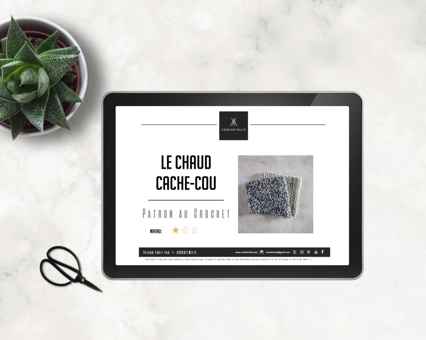 Patron au crochet - Le chaud cache-cou - Crochetmilie