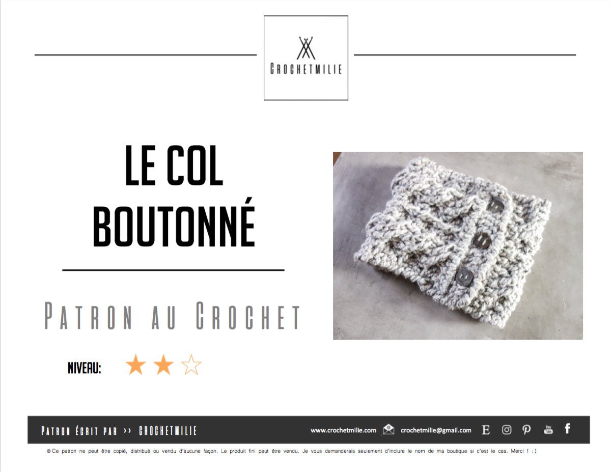 Patron au crochet - Le col urbain - Crochetmilie