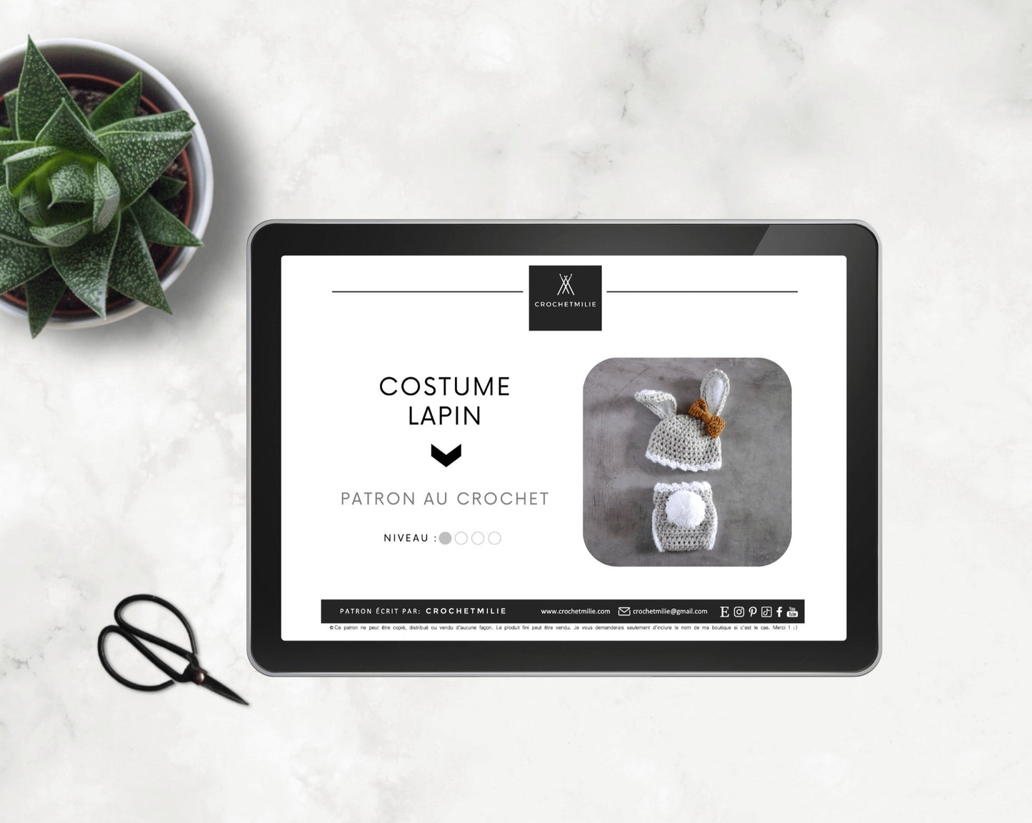 Patron au crochet - Le costume lapin - Crochetmilie