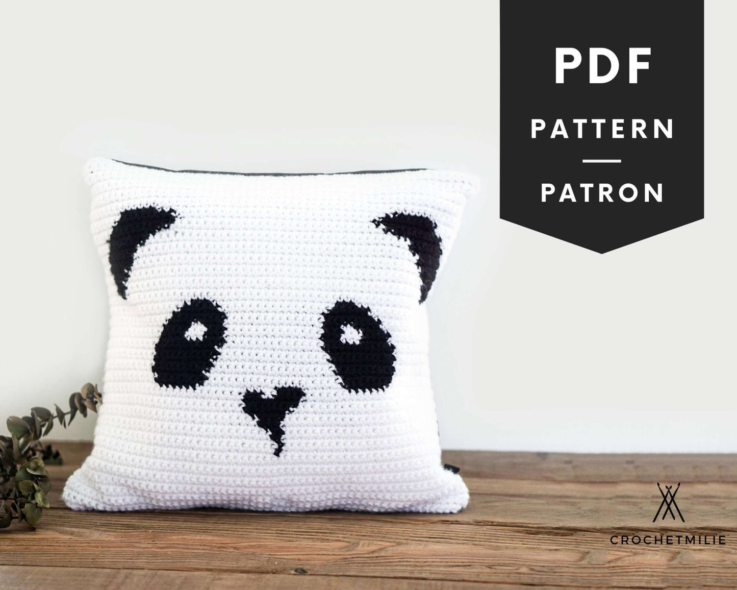 Patron au crochet - Le coussin panda - Crochetmilie