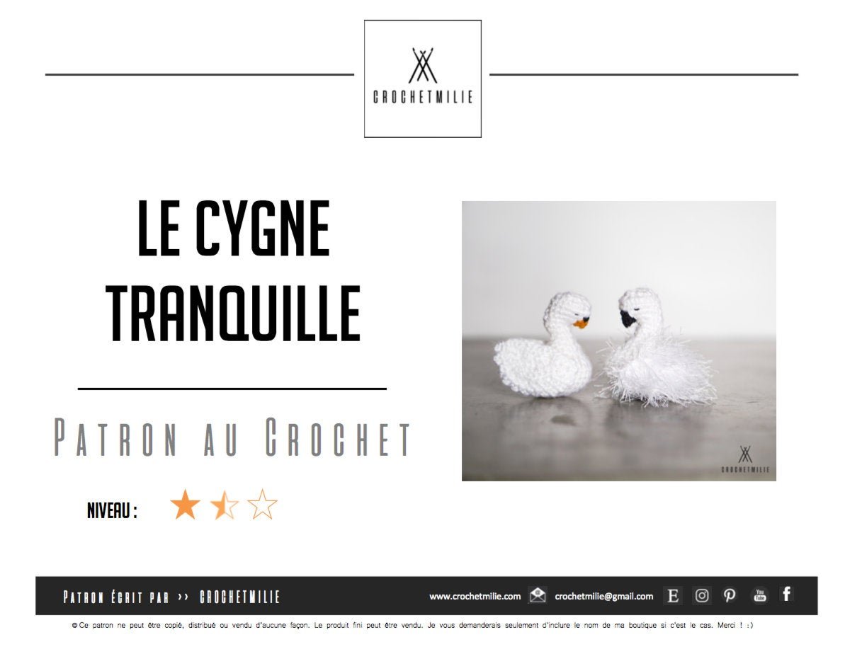 Patron au crochet - Le cygne paisible - Crochetmilie