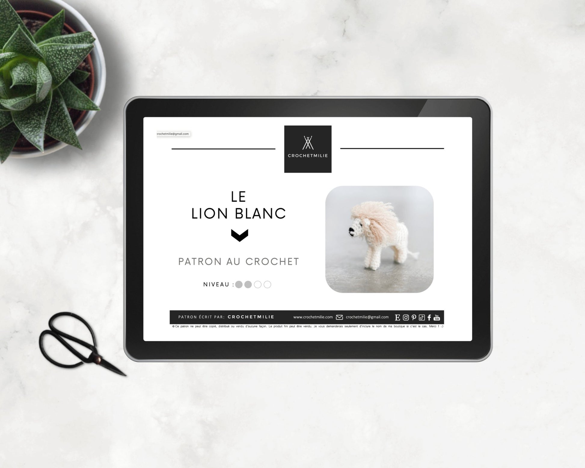 Patron au crochet - Le Lion Blanc - Crochetmilie