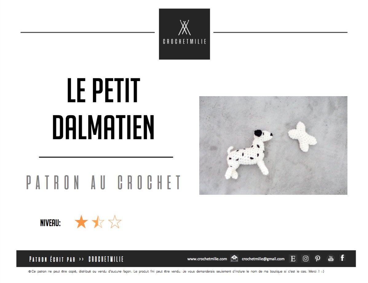 Patron au crochet - Le petit dalmatien - Crochetmilie