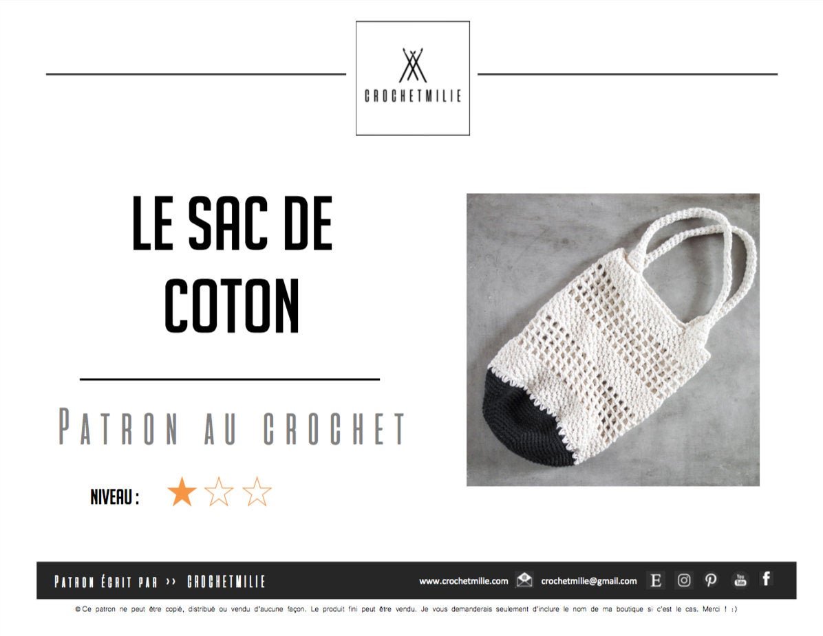 Patron au crochet - Le sac en coton - Crochetmilie