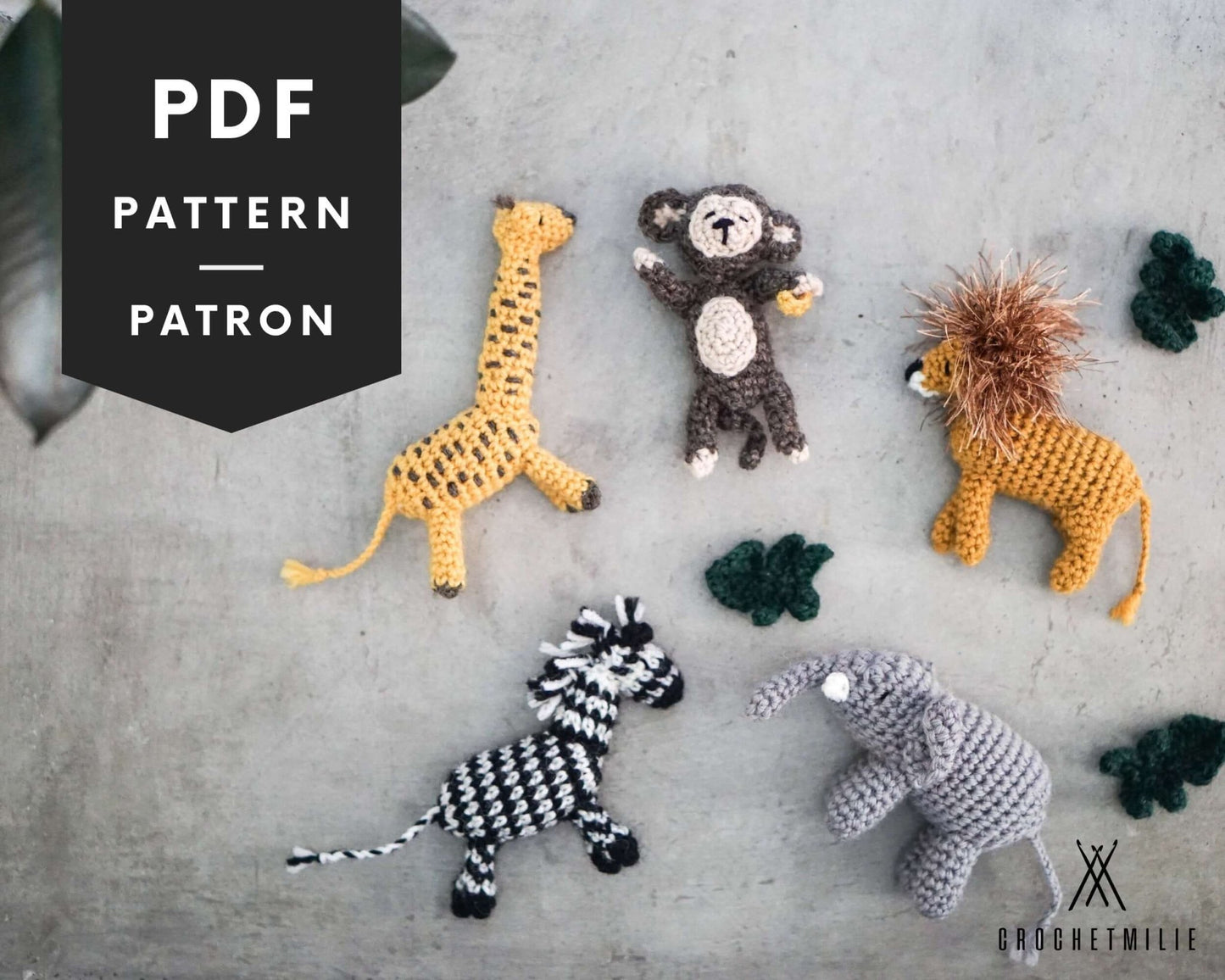 Patron au crochet - Les animaux du safari - Crochetmilie