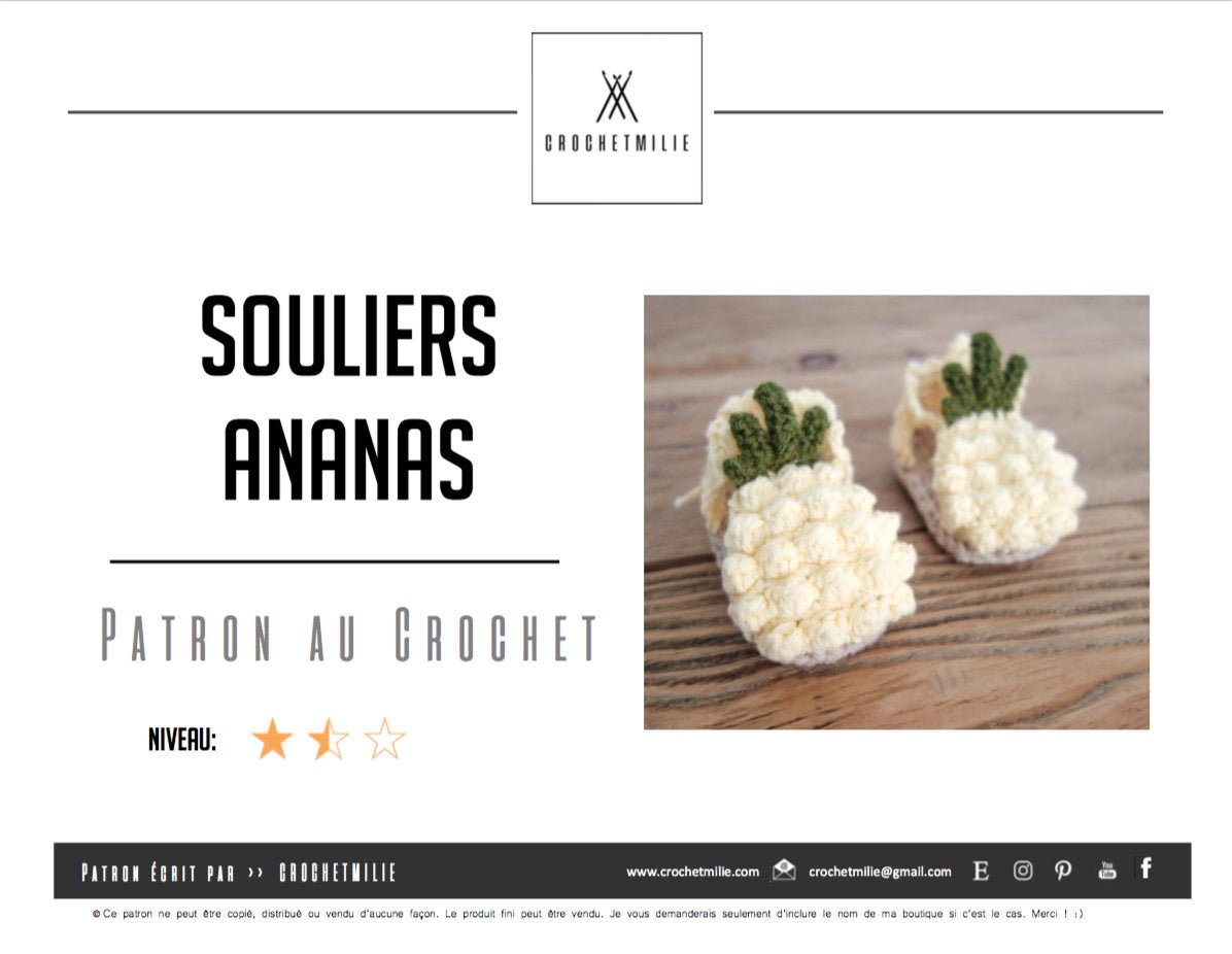 Patron au crochet - Les bottines ananas - Crochetmilie