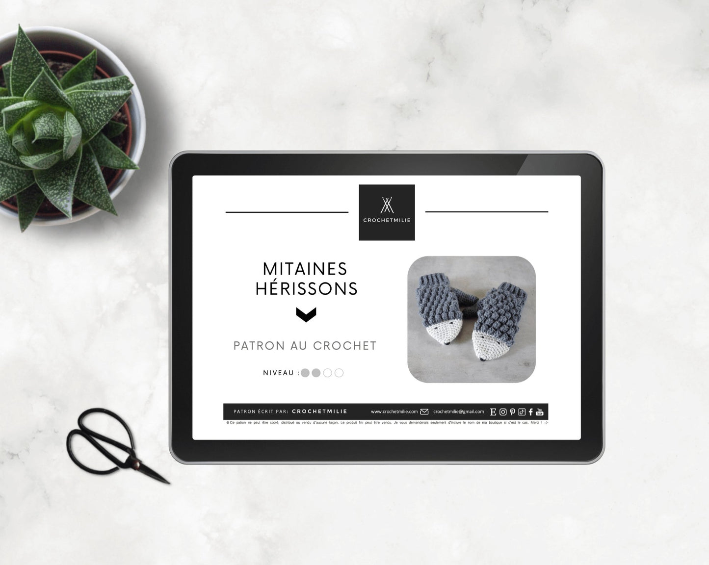Patron au crochet - Les mitaines hérissons - Crochetmilie