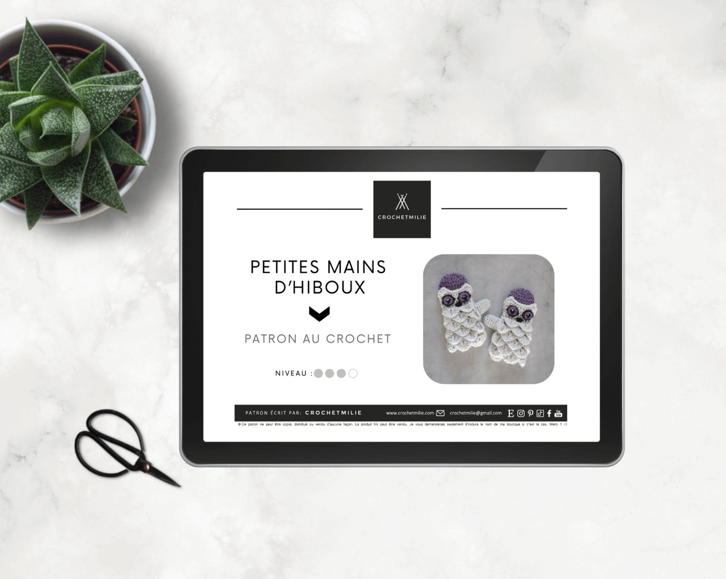 Patron au crochet - Les petites mitaines hiboux - Crochetmilie