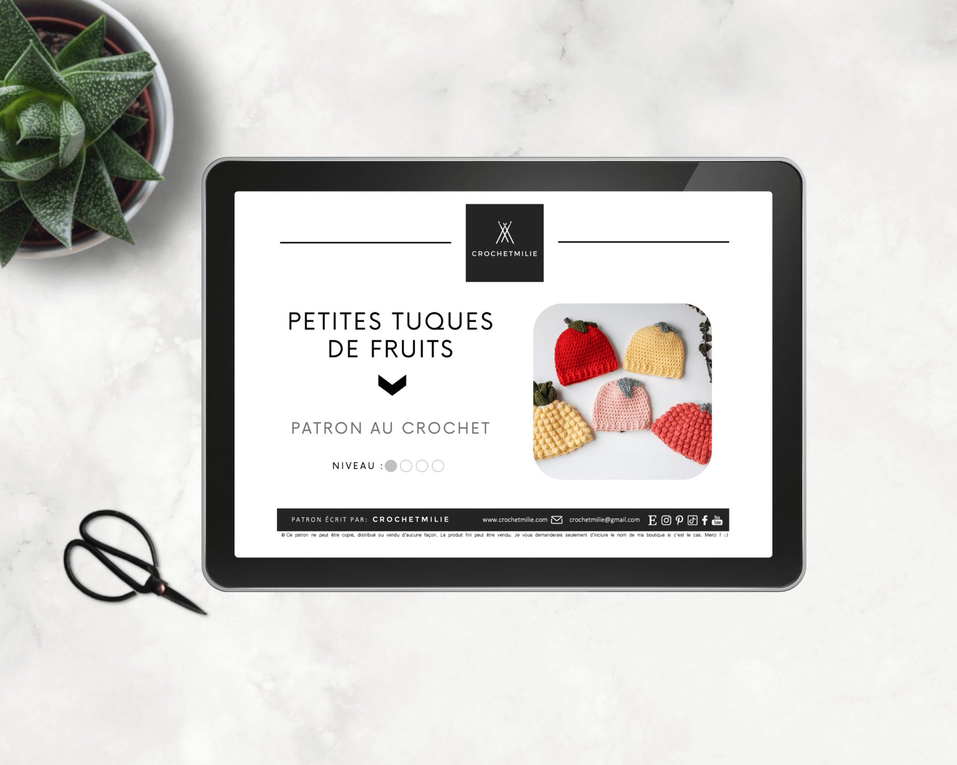 Patron au crochet - Les petites tuques de fruits - Crochetmilie