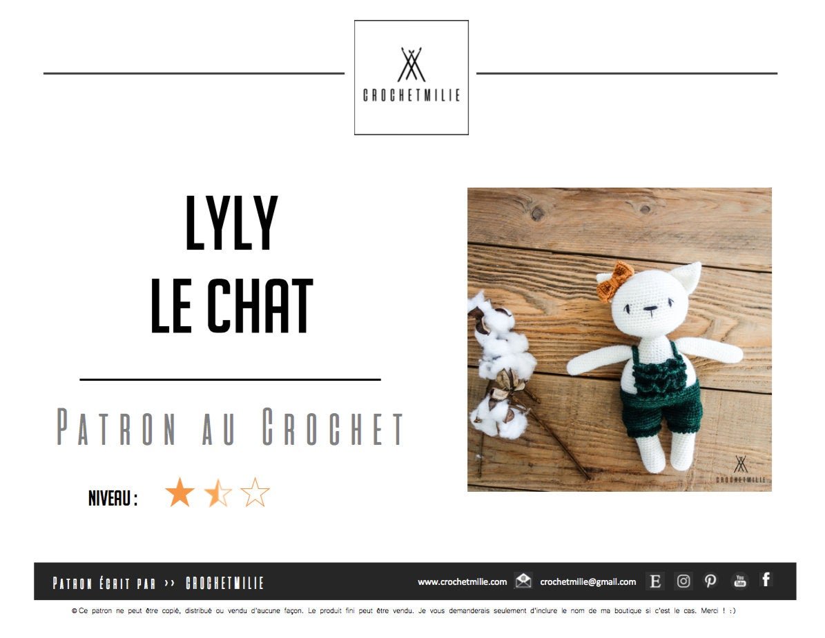 Patron au crochet - Lili le chat - Crochetmilie