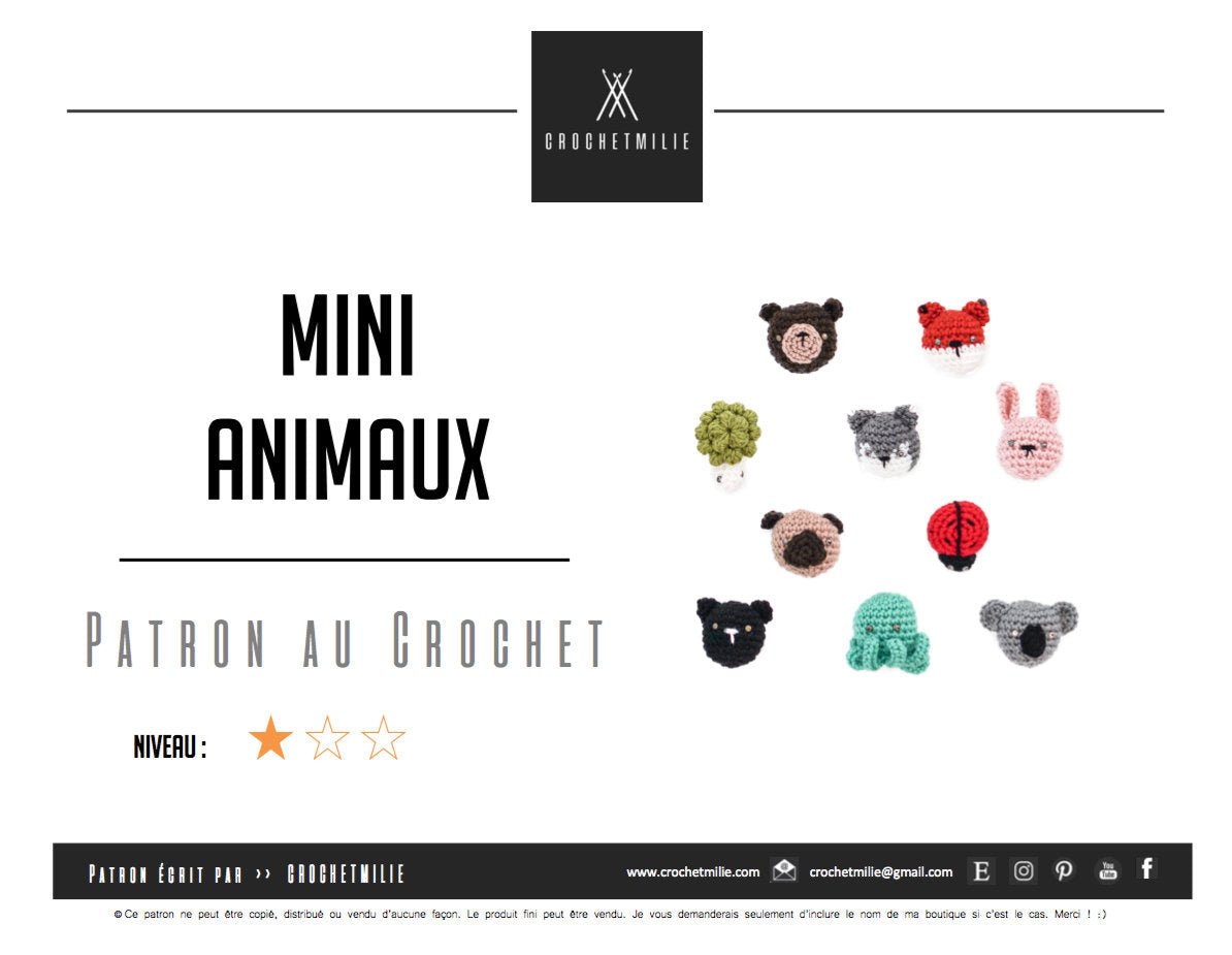 Patron au crochet - Mini animaux - Crochetmilie