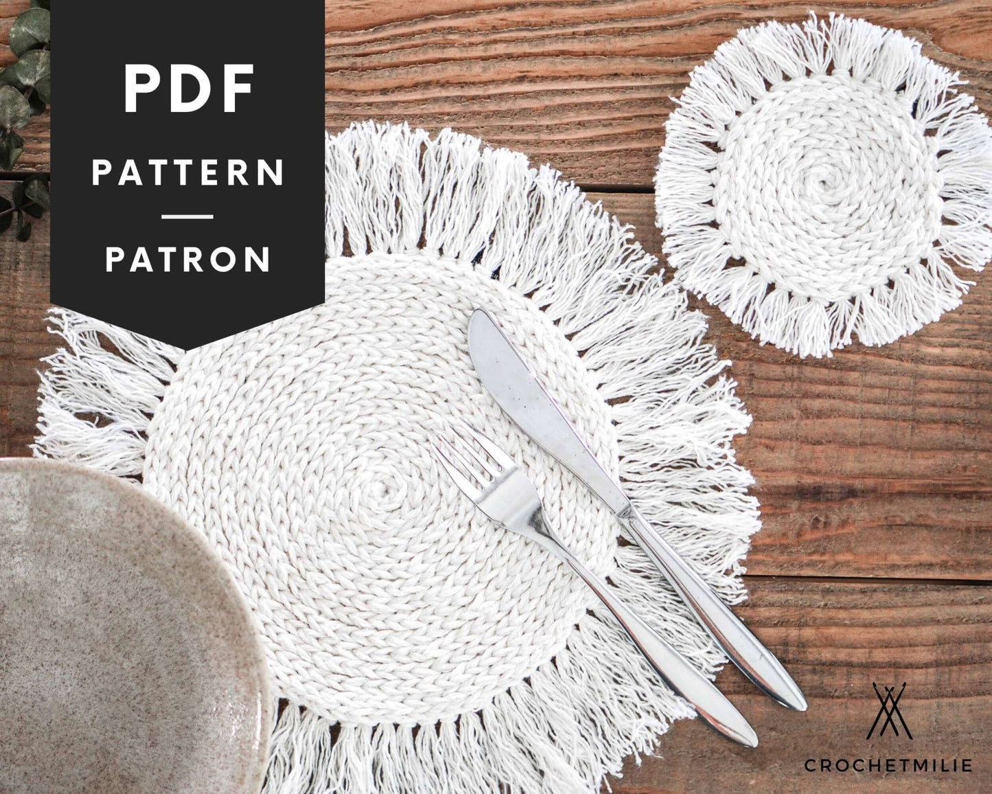 Patron au crochet - Napperon et sous-verre - Crochetmilie