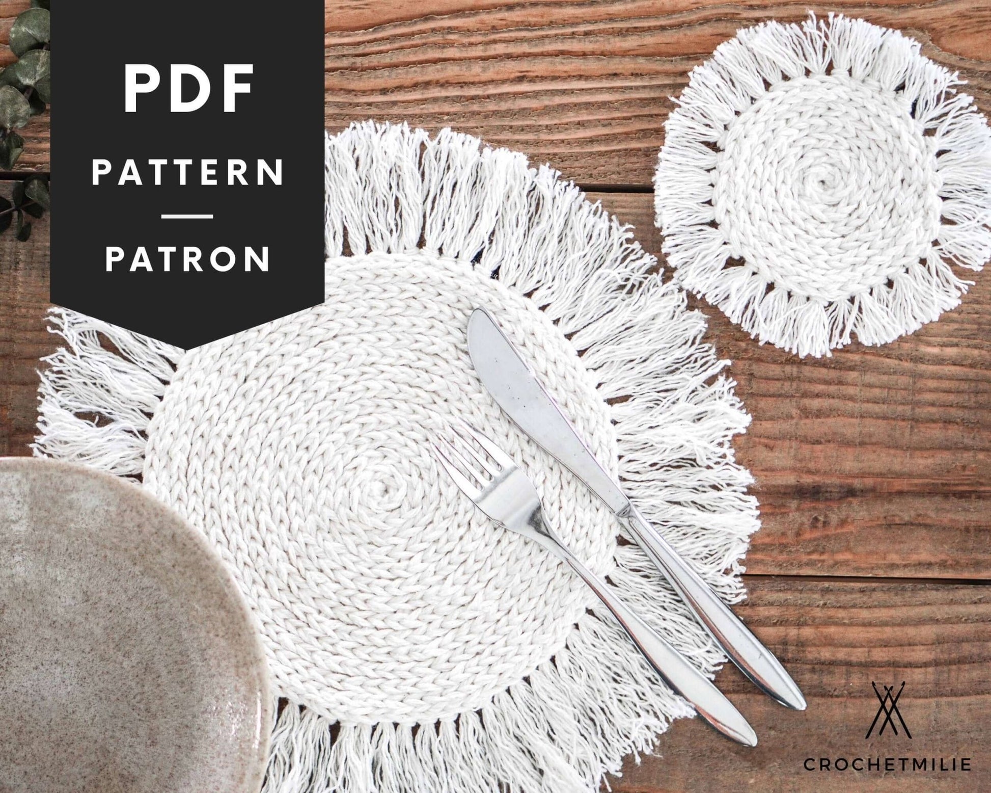 Patron au crochet - Napperon et sous-verre - Crochetmilie