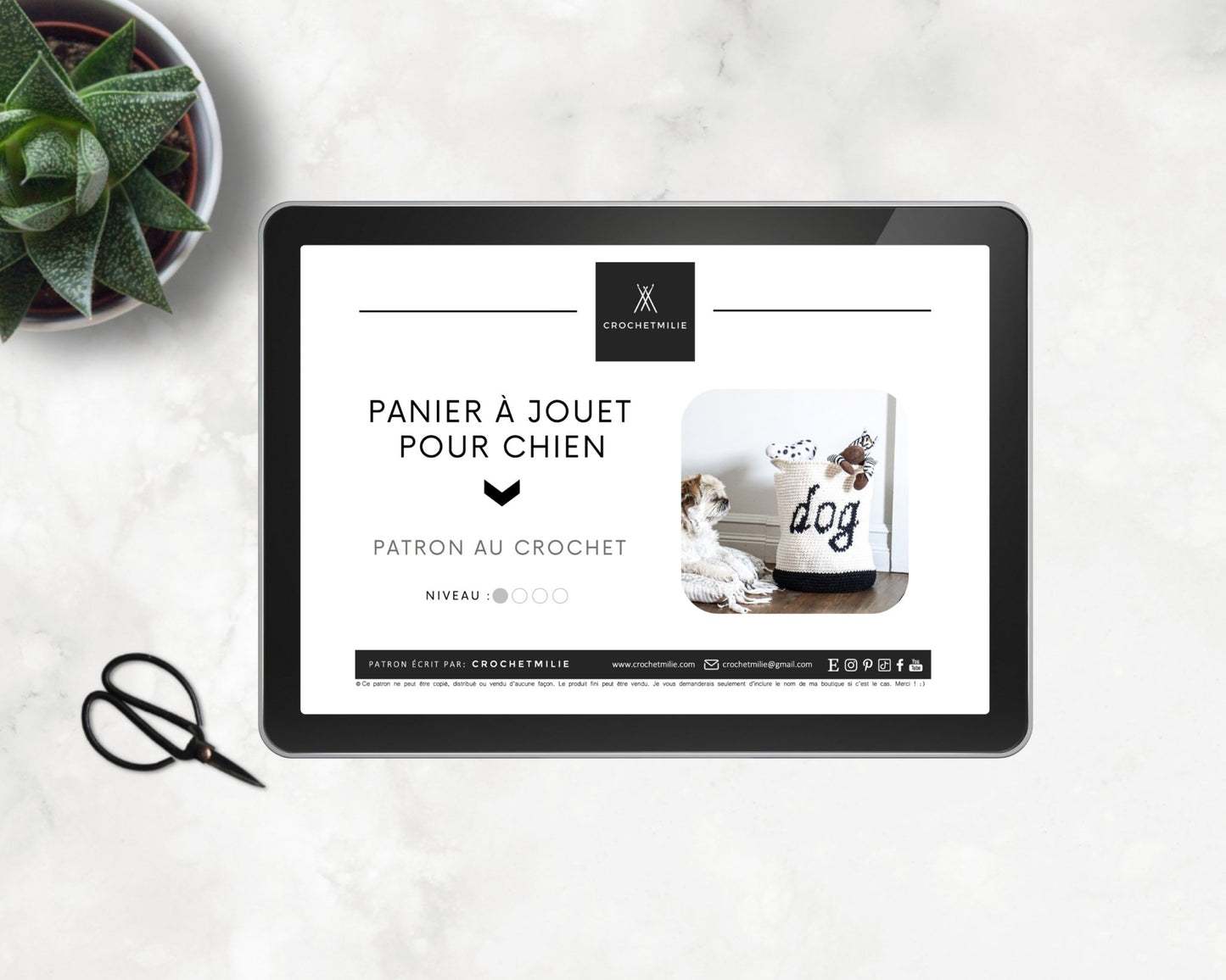 Patron au crochet - Panier à jouet pour chien - Crochetmilie