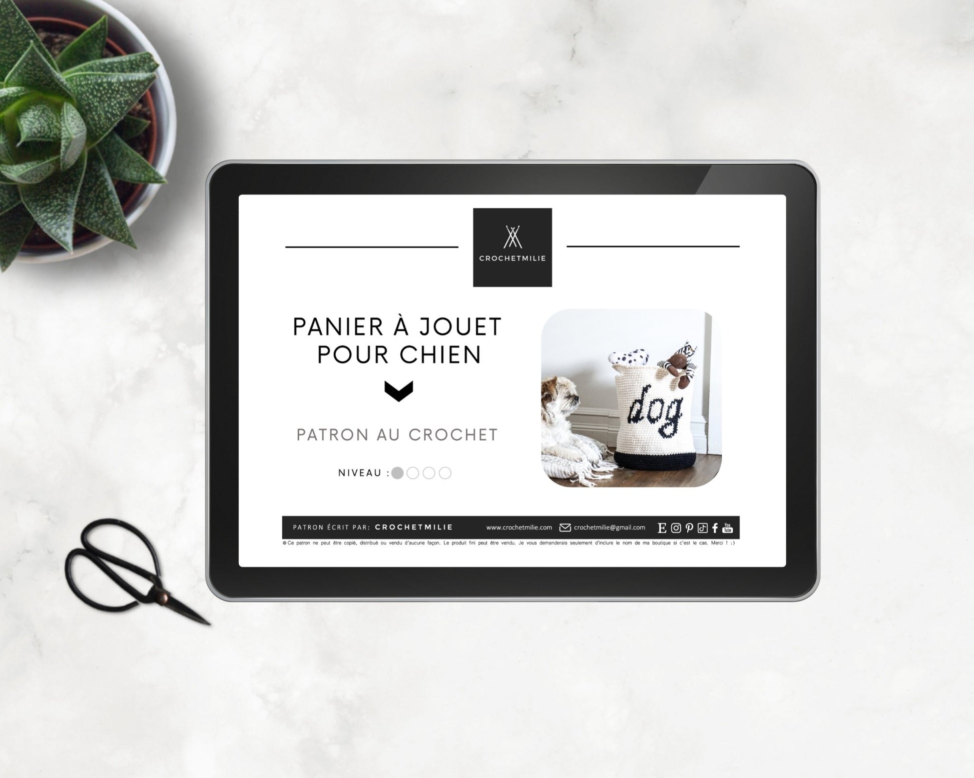 Patron au crochet - Panier à jouet pour chien - Crochetmilie