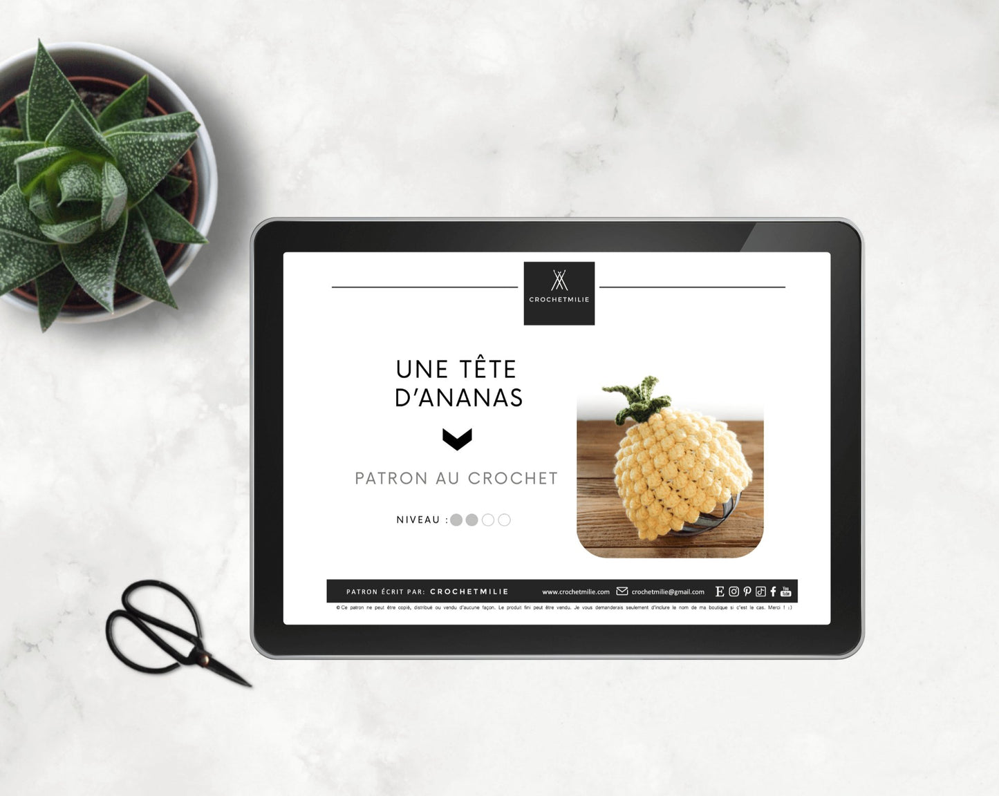 Patron au crochet - Une tête d'ananas - Crochetmilie