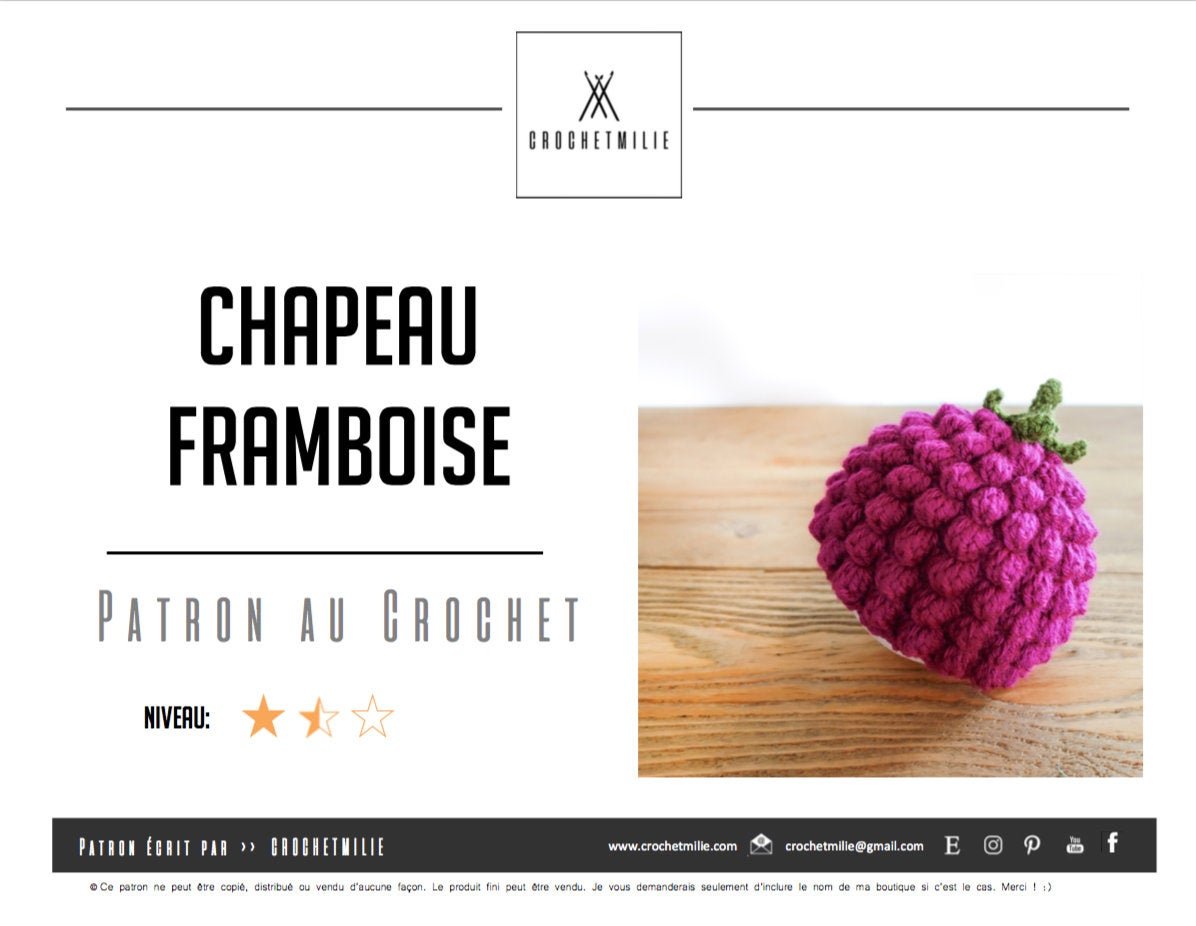 Patron au crochet - Une tête de framboise - Crochetmilie
