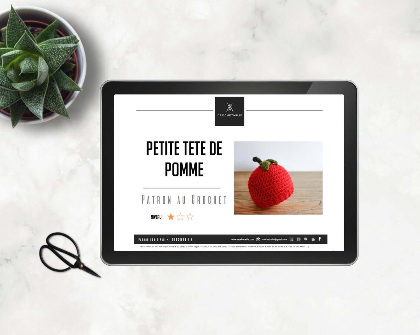 Patron au crochet - Une tête de pomme - Crochetmilie