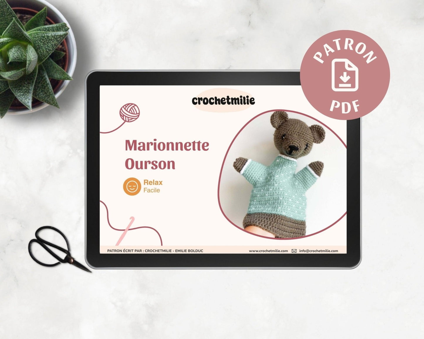 Patron au crochet - La marionnette ourson - Crochetmilie
