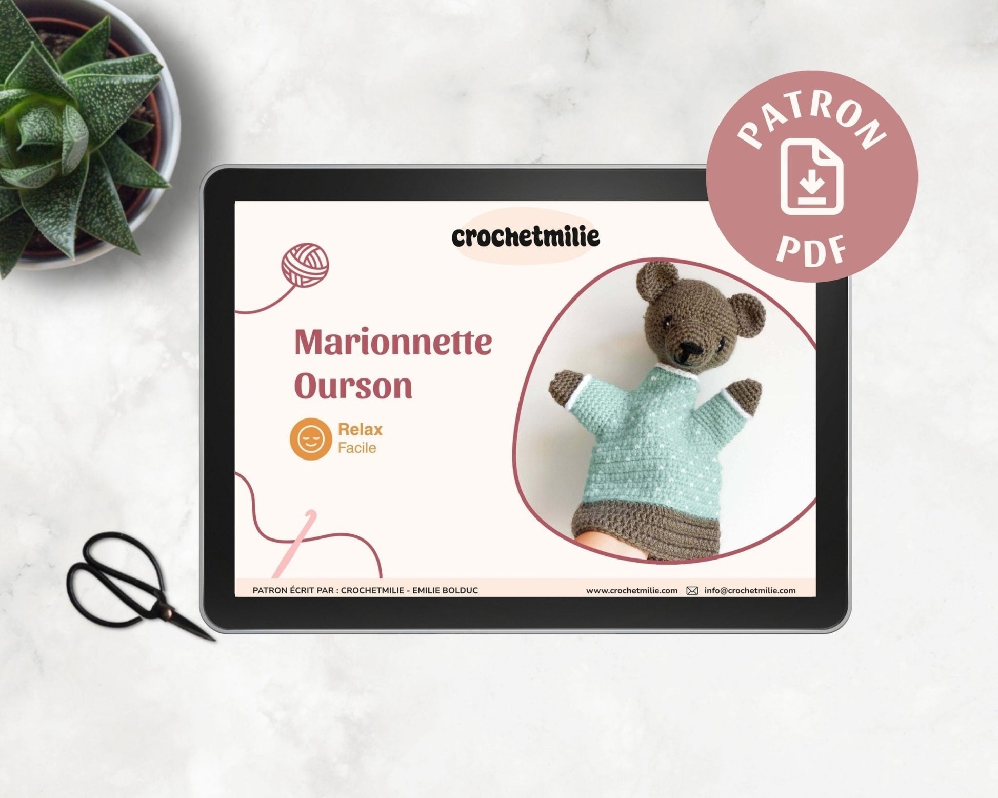 Patron au crochet - La marionnette ourson - Crochetmilie