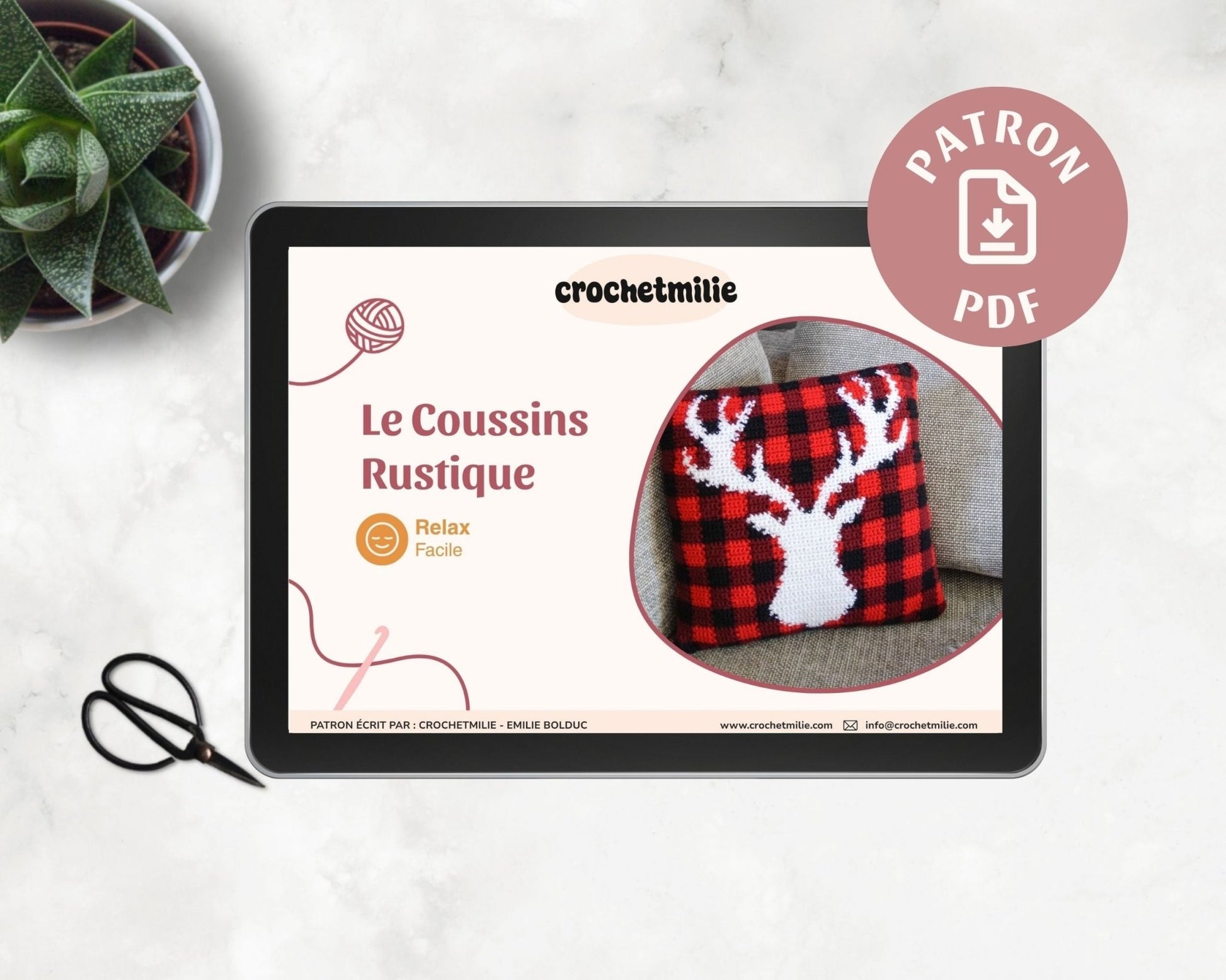 Patron au crochet - Le coussin rustique - Crochetmilie