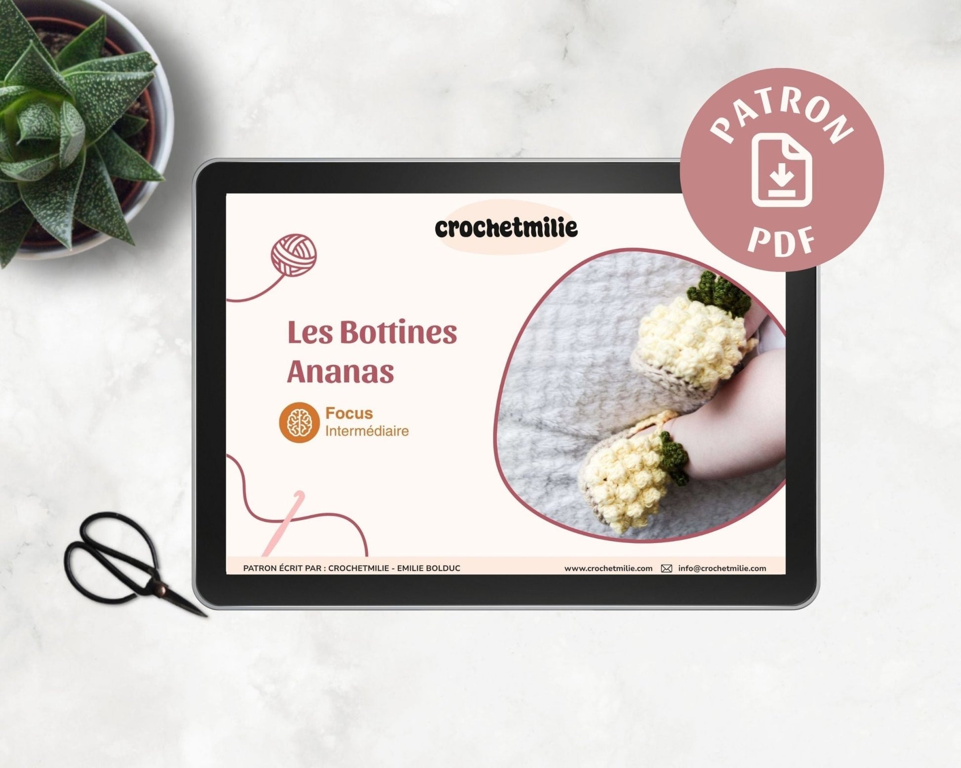 Patron au crochet - Les bottines ananas - Crochetmilie