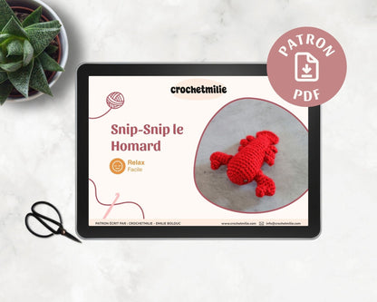 Patron au crochet - SnipSnip le homard - Crochetmilie
