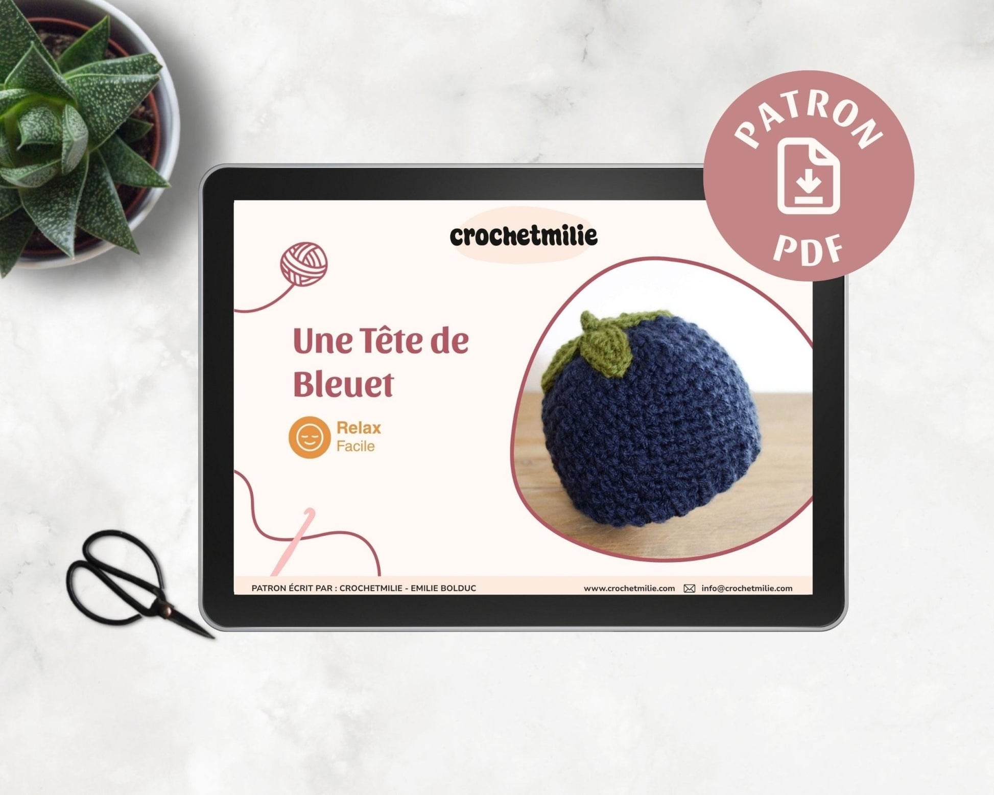 Patron au crochet - Une tête de bleuet - Crochetmilie