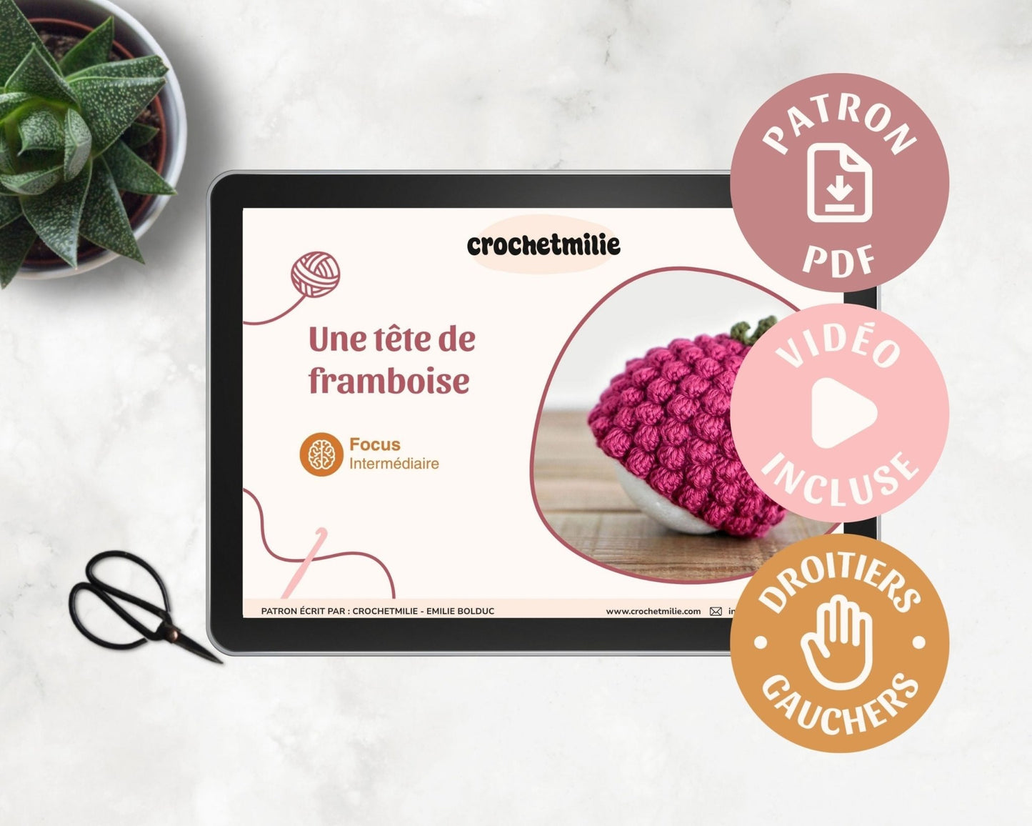 Patron au crochet - Une tête de framboise - Crochetmilie