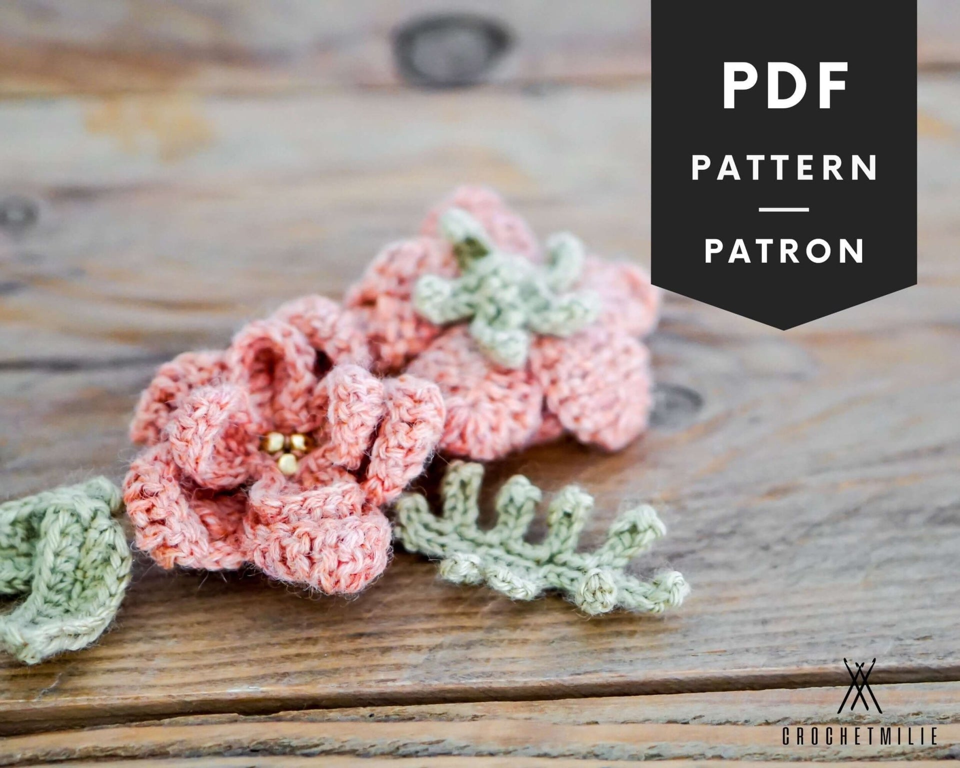 Patron au crochet - Fleur et Feuilles