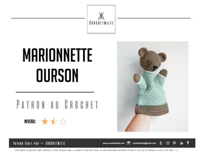 Patron au crochet - La marionnette ourson - Crochetmilie