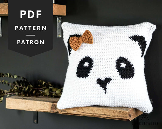 Patron au crochet - Le coussin panda - Crochetmilie